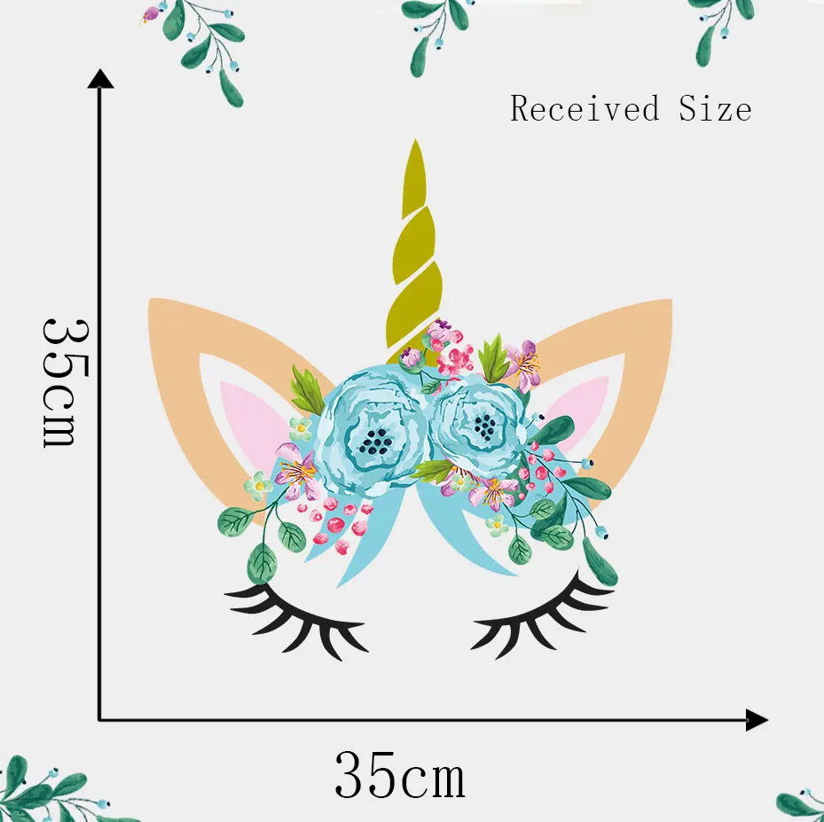 Красивые цветные наклейки на стену с изображением головы единорога для спальни