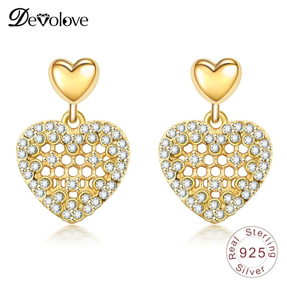 Devolove 925 пробы цвет серебристый Золотой Цвет сердце и вафельная мотаться с