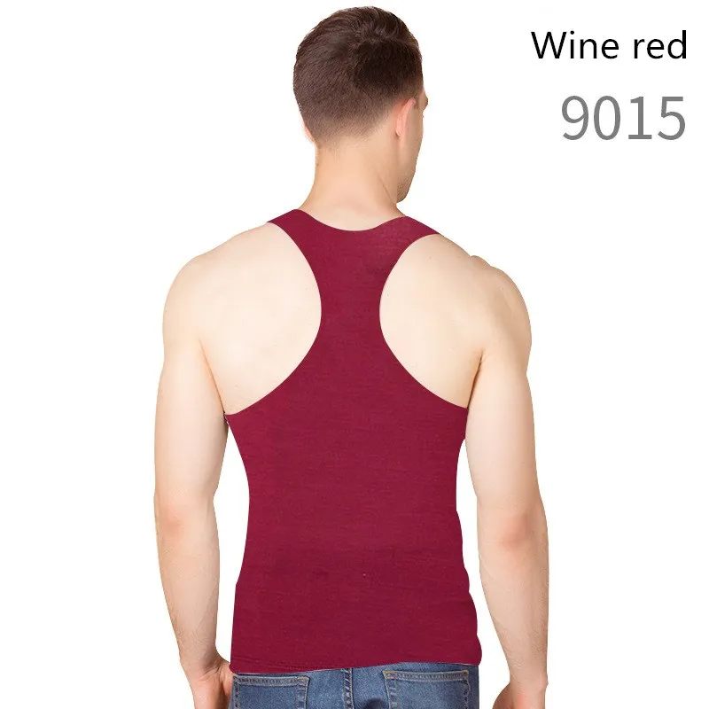 Wine red Плюс размер XXXL мода высокая эластичность майка Мужской жилет из обработанной вискозы 7XL летние однотонные спортивные мужские майки мужские жилеты для отдыха - Цвет: Wine red