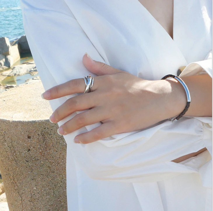 DIEERLAN огромное индивидуальное серебряное геометрическое кольцо для женщин