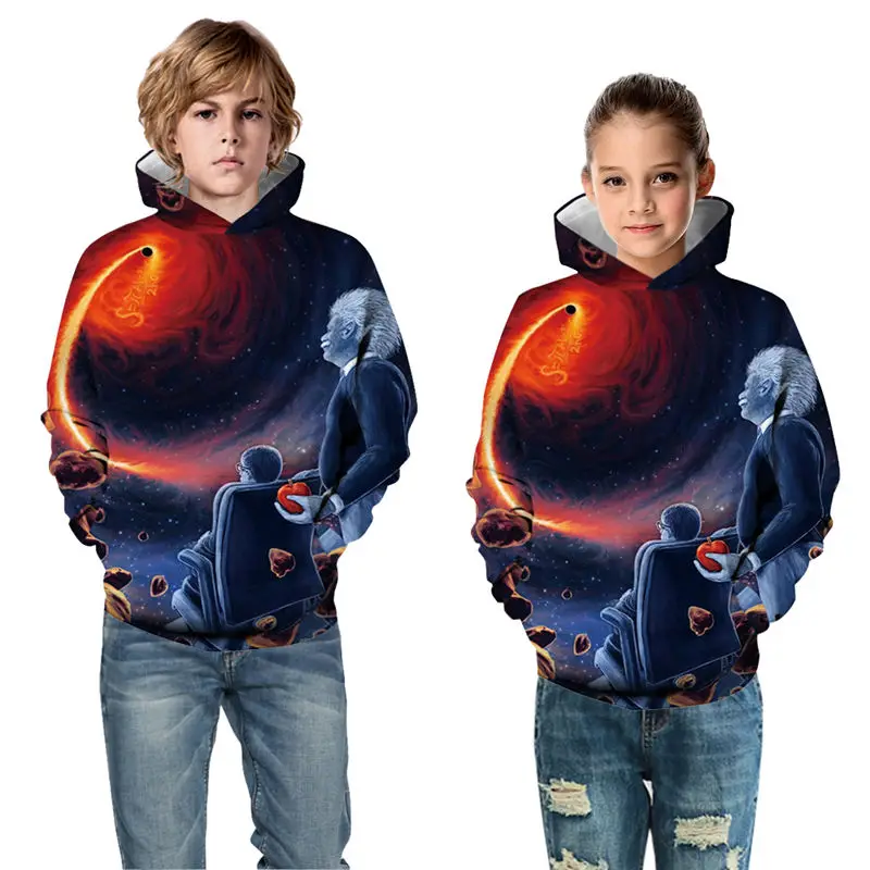 Space Black Hole Print 3D Boys Girls Hoodies Casual Thin Long Sleeve Sweatshirt Hooded Kids Pullover Streetwear 6 8 9 10 Years |
