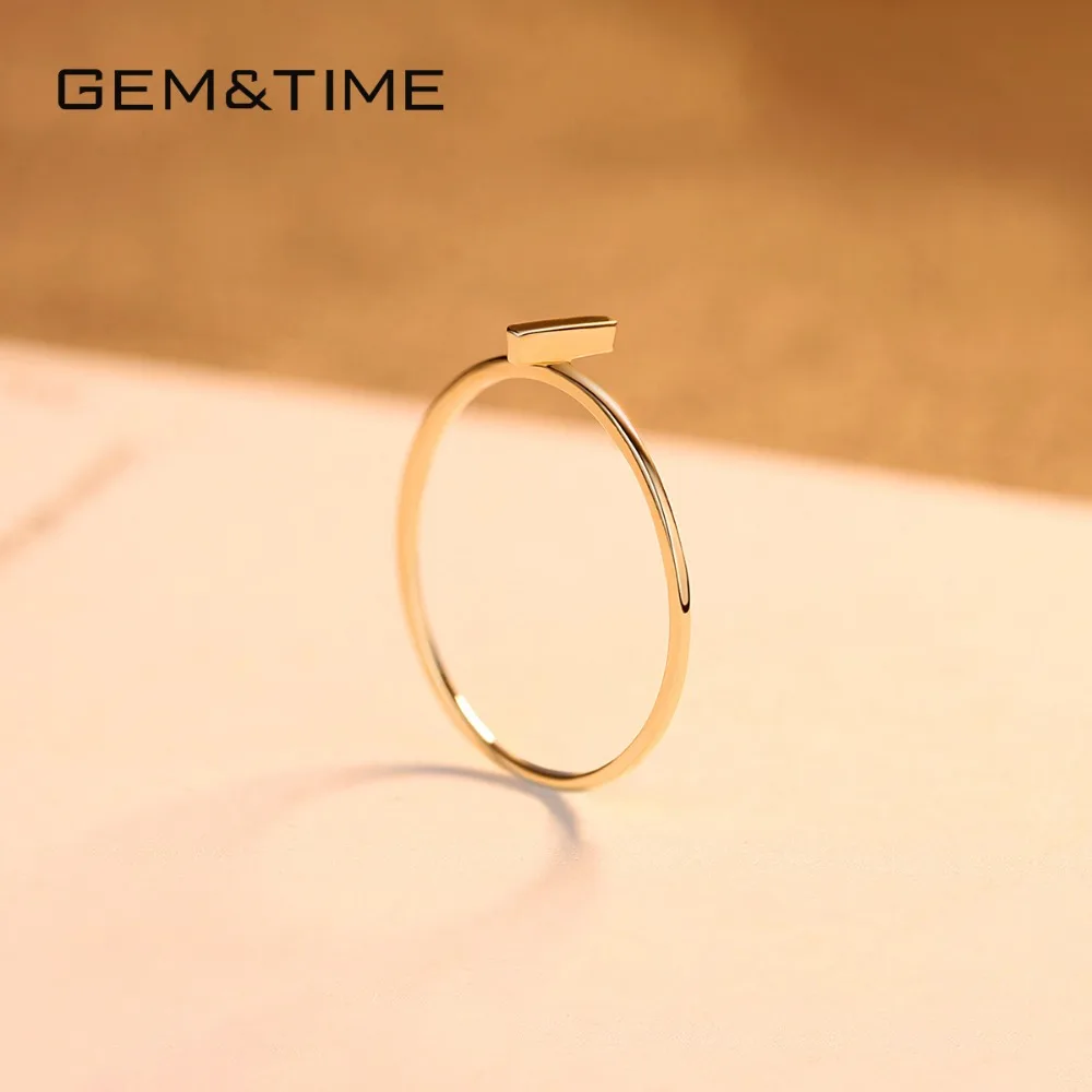 Gem& Time, новинка, модные тонкие кольца с крестом для женщин, пуэр, 14K золото, свадебное кольцо для невесты, желтое золото AU585, Anillos, ювелирные изделия R14011