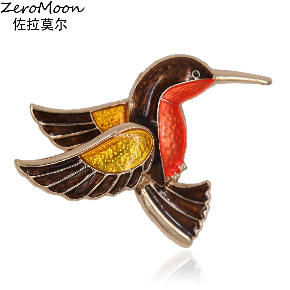 

Lifelike Enamel Hummingbird Brooch Pin Metal Woodpecker Animal Unisex Garment Accessory Fashion Jewelry Gift Scarf Clip Buckle