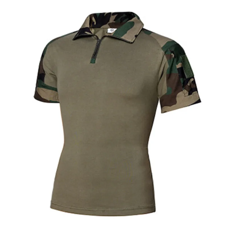 jungle camouflage ZXQYH Летняя мужская футболка с коротким рукавом, анти-пот, армейская Боевая тактическая футболка, военная камуфляжная уличная Треккинговая рубашка - Цвет: jungle camouflage
