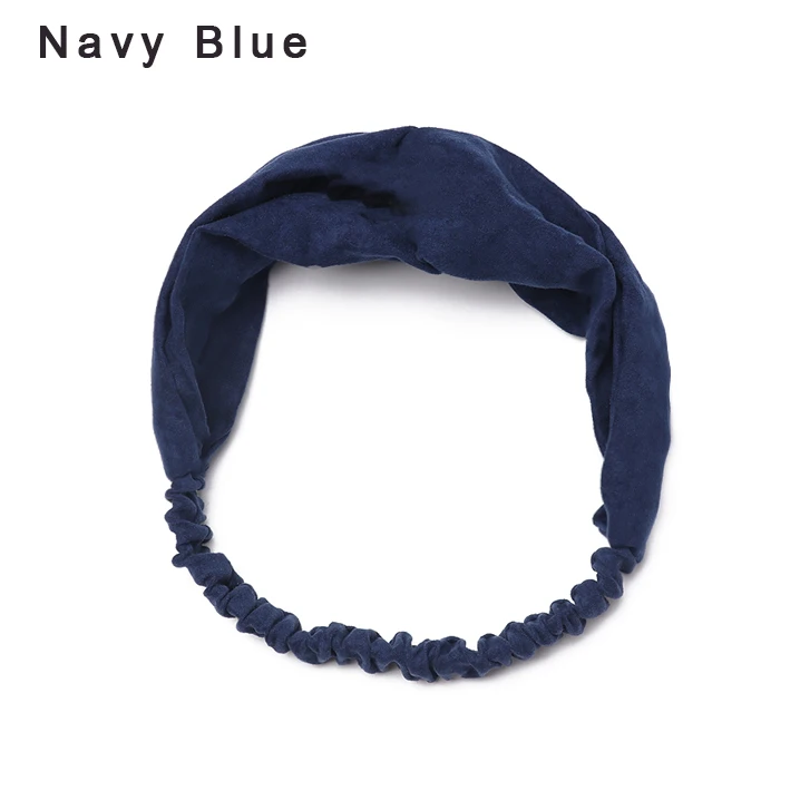 Navy Blue 1 шт., модная повязка на голову в клетку с узлом, эластичная повязка на волосы "тюрбан", повязка на голову для женщин и девушек, полосатая повязка на голову, головные уборы, аксессуары для волос - Цвет: Navy Blue