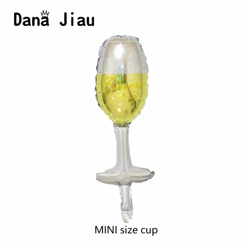 MINI SIZE Новые розовые большие бутылки шампанского вина чашки свадебные юбилей вечерние надувной шар из алюминиевой фольги украшения подарок надувные воздушные шары - Цвет: MINI SIZE