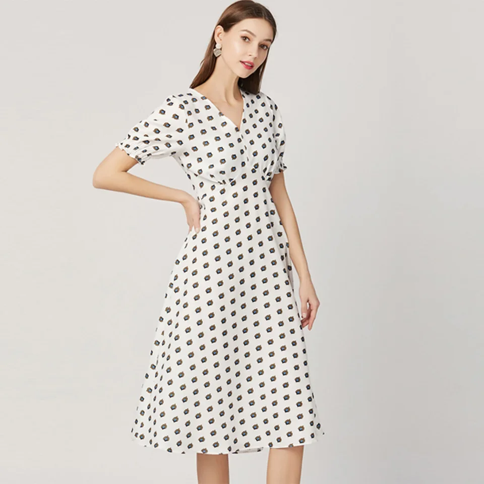 

Summer Vintage Dress 2021 Small Sexy V-Neck Print Pattern Bohemia Simple Comfortable Elegant Vacation Party Dress Women
