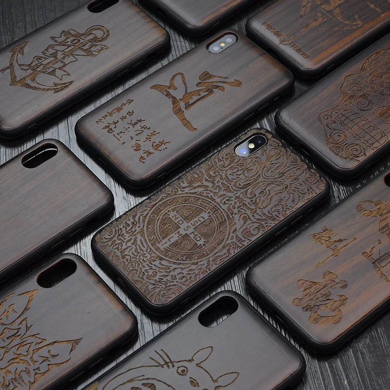 2020 Новый чехол для iPhone XS Max черное дерево X резной ТПУ бампер деревянный XR|Бамперы|