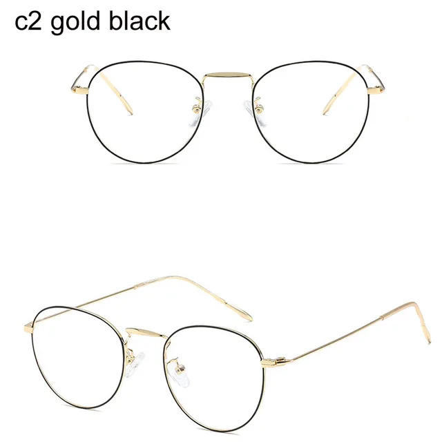 Gold black Модные очки-светильник синего цвета в ретро-стиле с металлической оправой, очки для компьютера с защитой от синего излучения, женские и мужские винтажные дизайнерские Круглые очки с оправой - Цвет оправы: Gold black