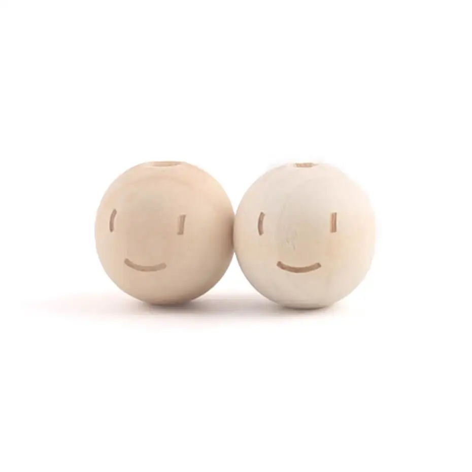 cute face 10 шт. 20 мм деревянные бусины с принтом DIY аксессуары для ожерелья деревянные Прорезыватели декоративные Фитинги Аксессуары для прорезывания зубов детские товары - Цвет: cute face