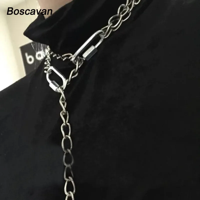 Крутая панк Готическая Лолита тяжелая цепь чокер многоходовая одежда нержавеющая сталь крюк металлический воротник звено ожерелье