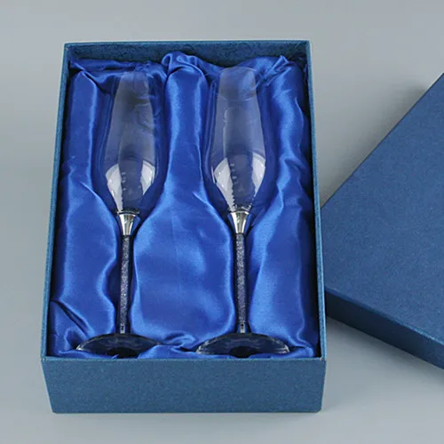 2pcs With Gift Box Свадебные тосты, бокалы для шампанского, Хрустальная основа, бокалы для вина в форме флейты, бокалы для шампанского, идеальные сувениры для гостей на свадьбе - Цвет: 2pcs With Gift Box