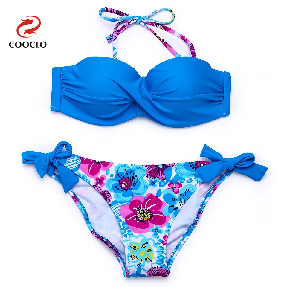 Женский купальник бикини COOCLO винтажный купальный костюм с цветочным принтом и