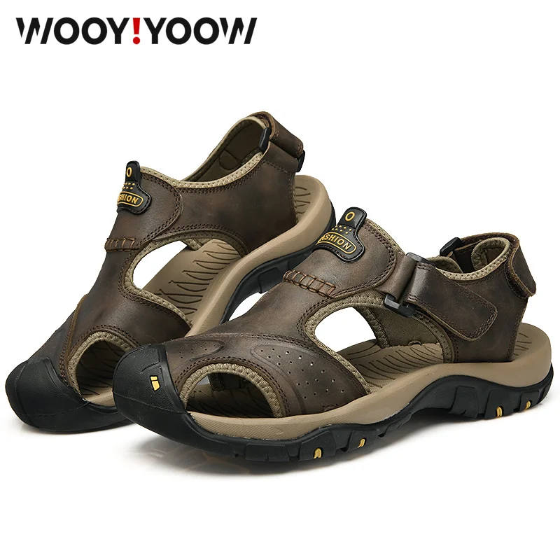 Мужские повседневные сандалии WOOY!YOOW пляжные туфли с носком модная прогулочная
