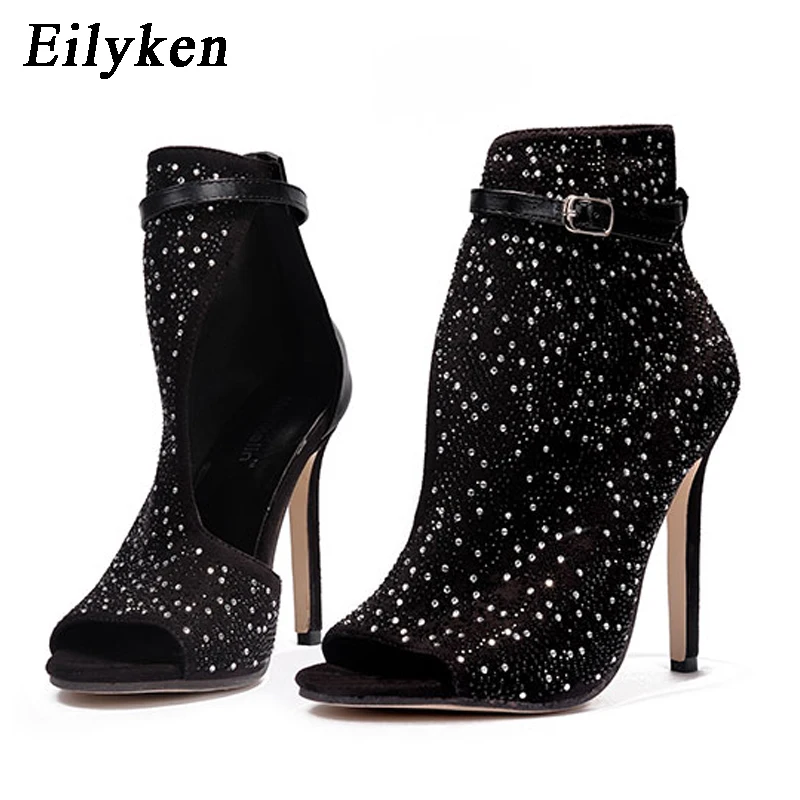 Eilyken новинка женские прозрачные туфли лодочки на высоком каблуке со стразами