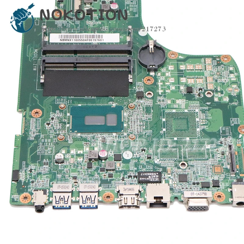 NOKOTION для Acer aspire E5-771G E5-771 материнская плата ноутбука NBMNX11005 DA0ZYWMB6E0 SR244 I3-5005U CPU DDR3L |