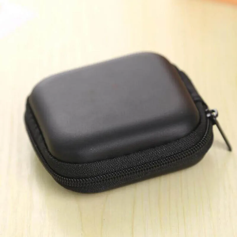 Черный USB кабель Органайзер сумка для наушников портативные маленькие сумочки наушники корпус гарнитура квадратный, с молнией формы - Цвет: Черный