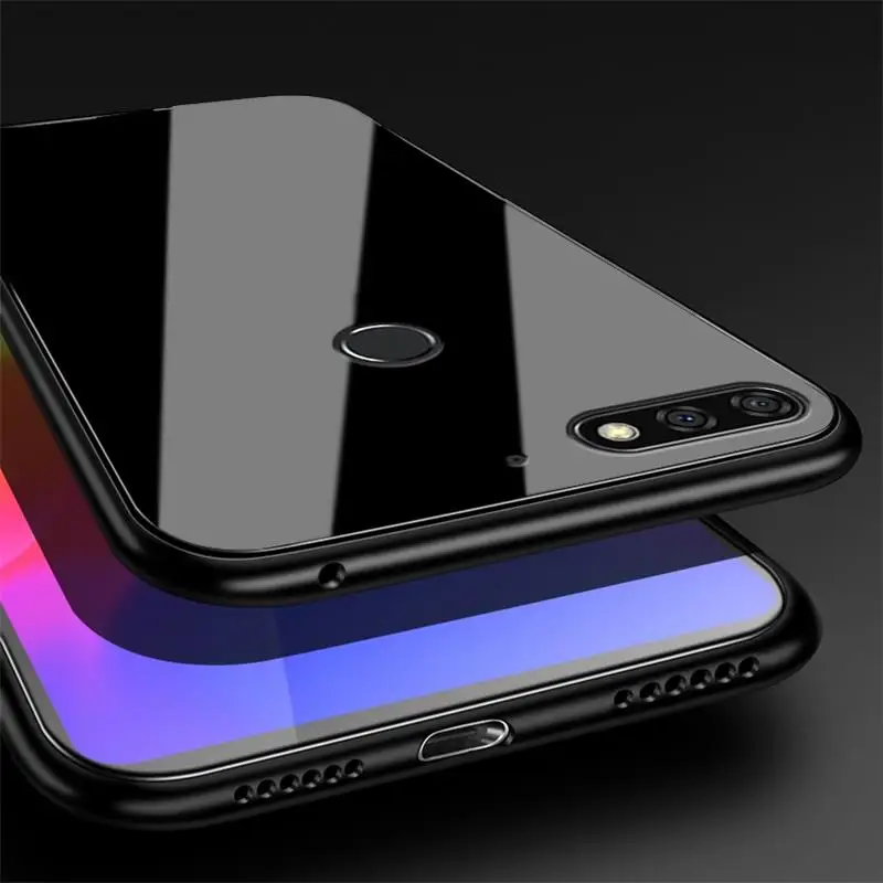 Роскошный стеклянный чехол для huawei P Smart/P Smart 2019 силиконовый из ТПУ + стеклянная