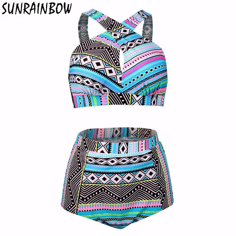 SUNRAINBOW 2019 новый купальник размера плюс женский с высокой талией купальные костюмы