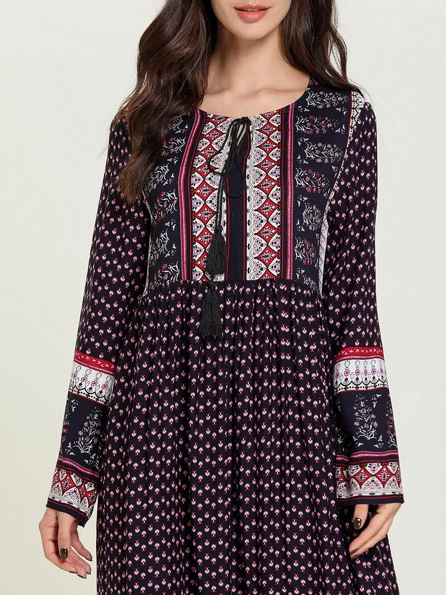 Женское мусульманское платье Дубай abaya Femme печать Турецкая индейка Bangladesh кафтан арабское, с длинными рукавами плюс размер Исламская одежда