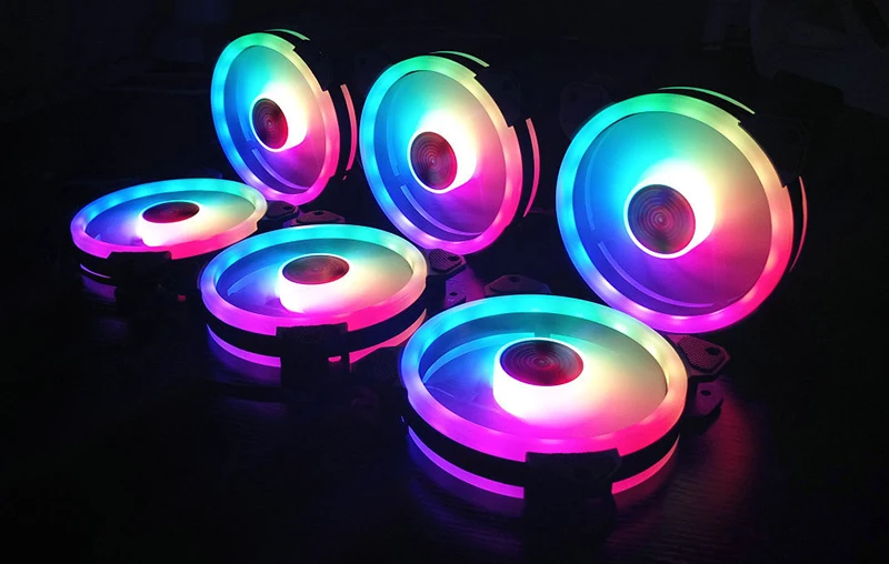 Цветной 120 мм круглый RGB cpu охлаждающий вентилятор+ пульт дистанционного управления с двойной диафрагмой светодиодный светящийся ПК корпус тихий вентилятор водяного охлаждения