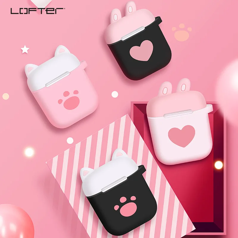 LOFTER милый мягкий силиконовый защитный чехол с котенком для AirPods Беспроводная