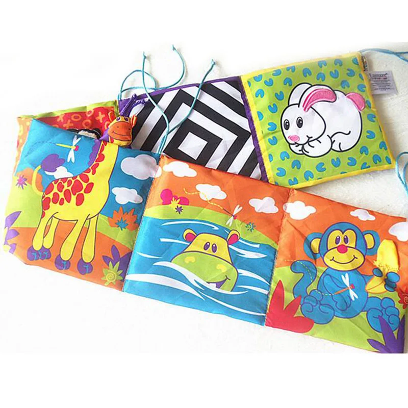 Мягкая тканевая книга с животными для малышей 0 12 месяцев детские погремушки