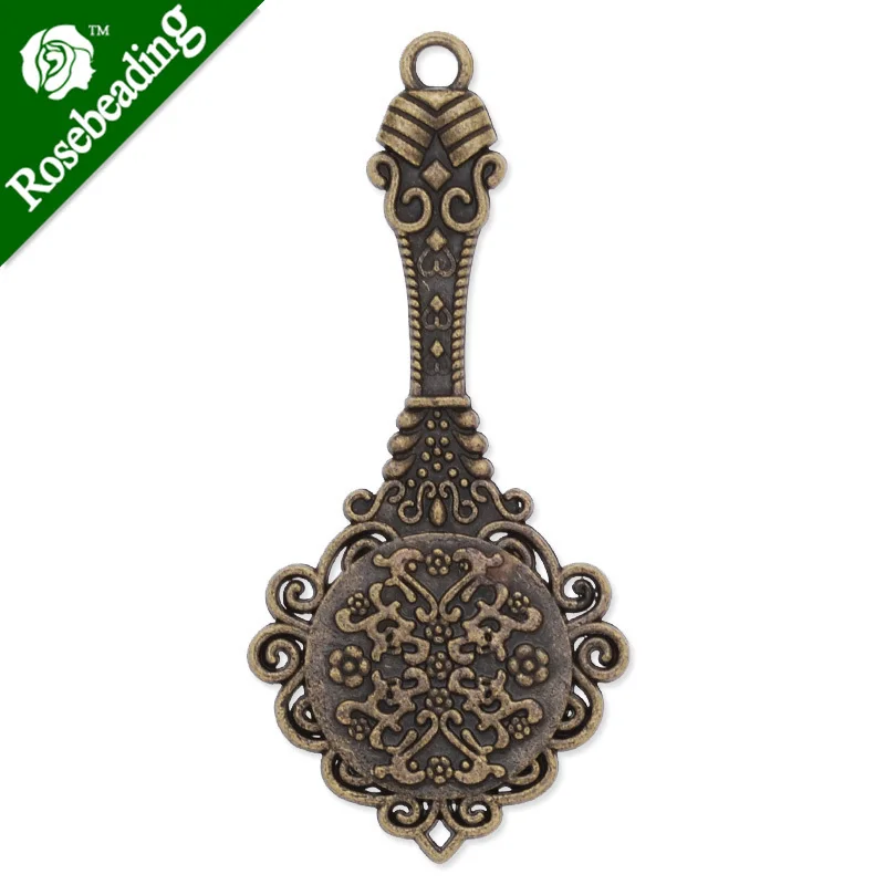 Подвеска 18 мм с античным бронзовым покрытием зеркальная форма подвеска пустая