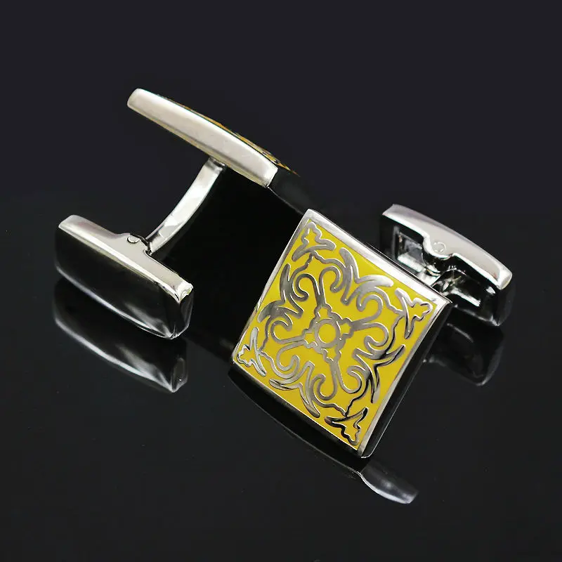 Kemstone золотой цвет цветок Краска гравировальные Запонки Свадебные подарки для