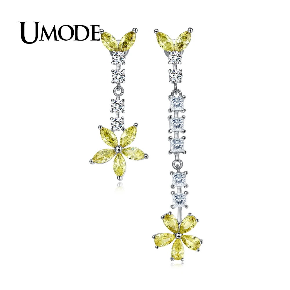 UMODE специальные милые желтые камни CZ маленькие серьги капли в форме цветка с