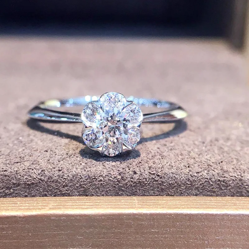 Кольцо с натуральным бриллиантом 18K золото чистое красивое кольцо драгоценными
