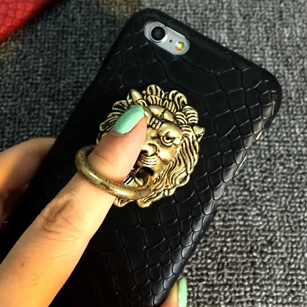 Кожаный чехол для iPhone 5 5S 6 S Plus с металлической пряжкой и изображением Льва |