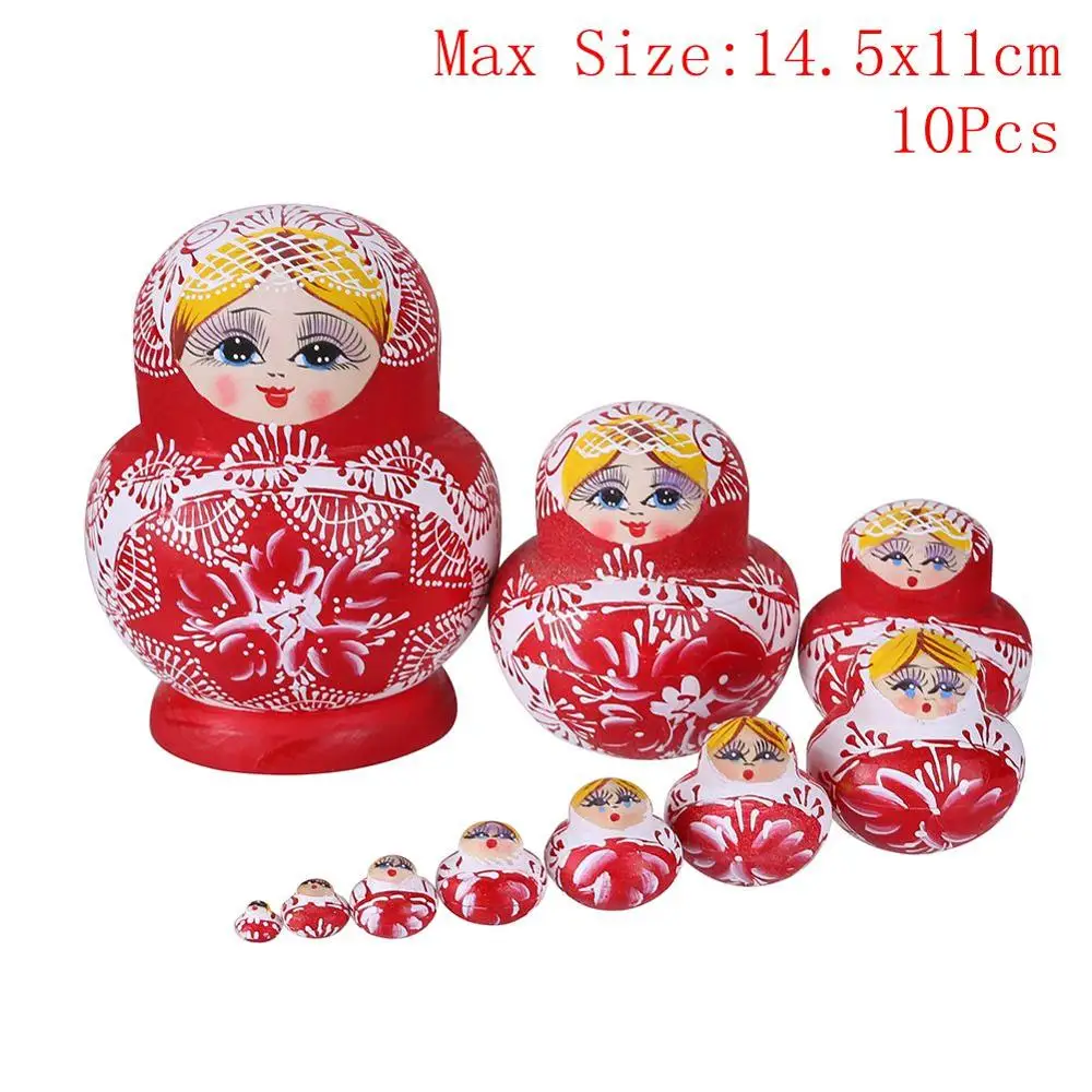 10pcs 10 шт деревянная матрешка куклы русские Матрешки Синий Цвет Окрашенные игрушки-матрешки украшение дома орнамент кулон подарочный набор - Цвет: 10pcs