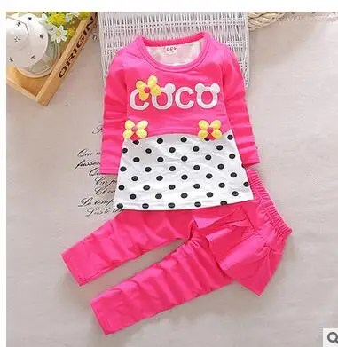 2017 Spring model of children's wear girl's suit han edition medium and small children false three-piece dot foreign tra | Детская