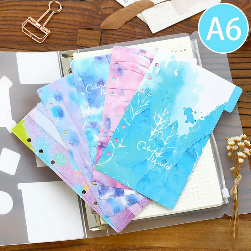 Colorful World Dividers Index page Notebook Planner Accessories Bookmark Plate 5 sheets/Set for Dokibook Cute Gift Stationery 