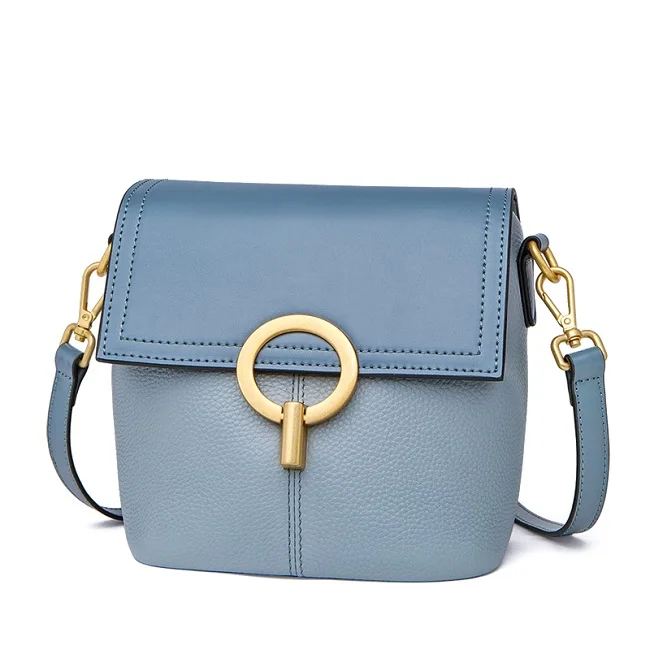 Небесно-голубой ZOOLER, модные женские сумки из натуральной кожи, высокое качество, Маленькая женская сумка на плечо с клапаном, Двойная Цепочка, сумки через плечо CK208 - Цвет: Небесно-голубой