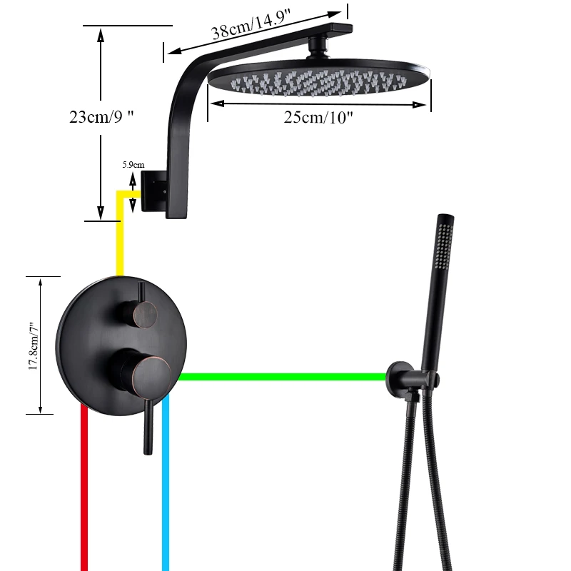 10 insh shower set B Uythner черный бронзовый смеситель для душа для ванной комнаты " /10"/1" /16" душевая головка с душевой смесителем горячей и холодной воды - Цвет: 10 insh shower set B