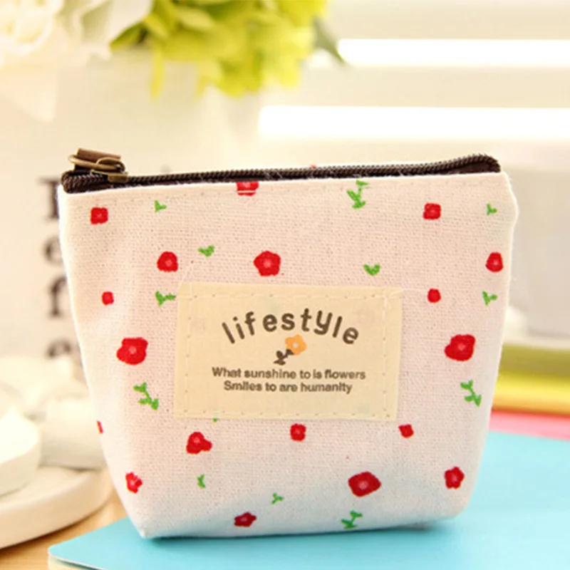 Новый женский и детский холщовый Кошелек для монет цветочный кошелек на молнии