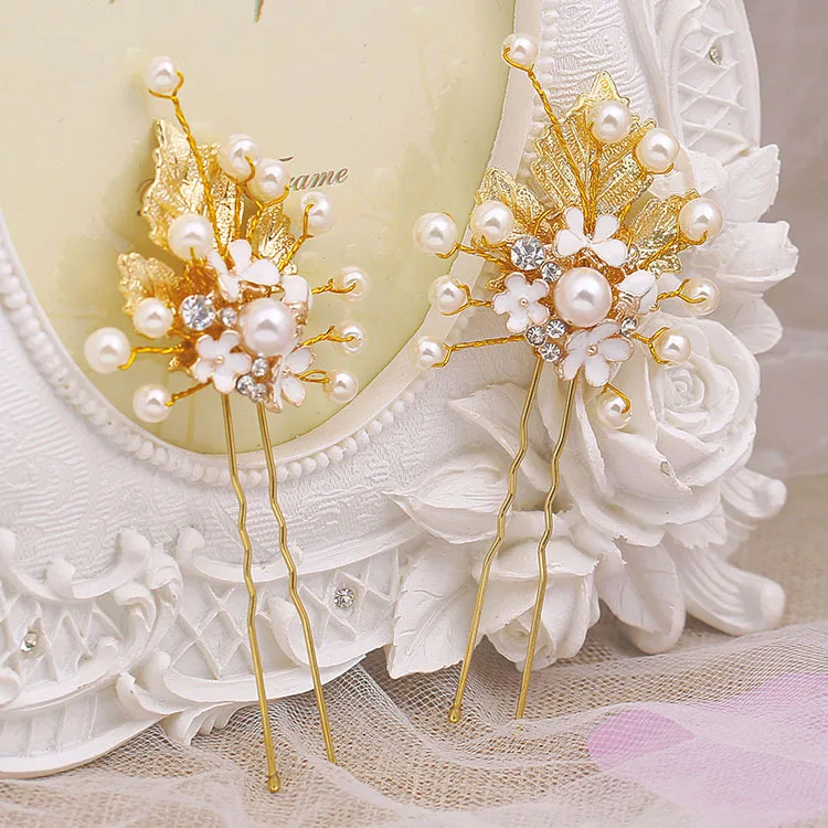 HIMSTORY 6 шт. ручной работы искусственный жемчуг цветок и листья свадебные заколки