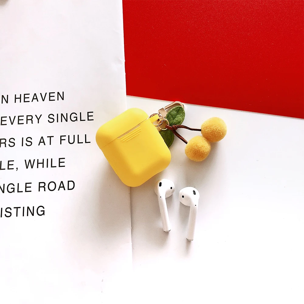 Милый мягкий чехол ярких цветов с подвеской в виде вишни для Apple New Airpods 2