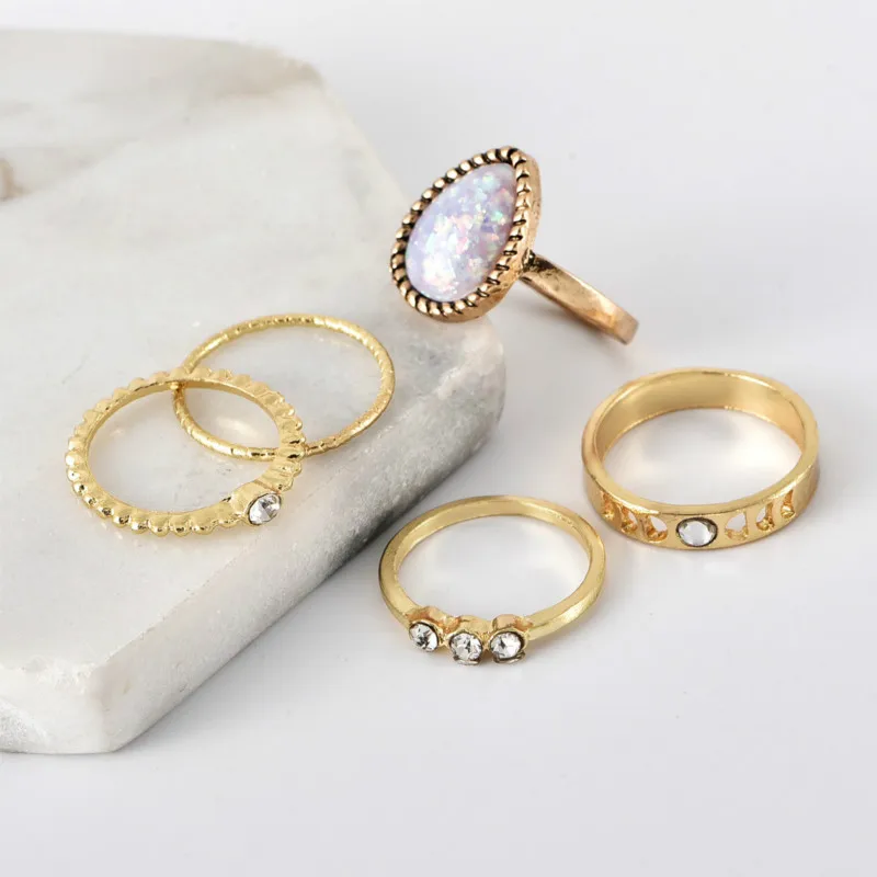 5 шт./милое и простое Европейское американское кольцо в виде Луны комбинированное