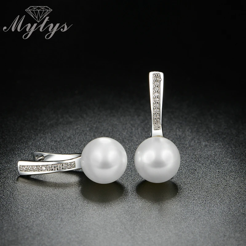 Mytys женские серьги с белым жемчугом ювелирные изделия по оптовым цене модные