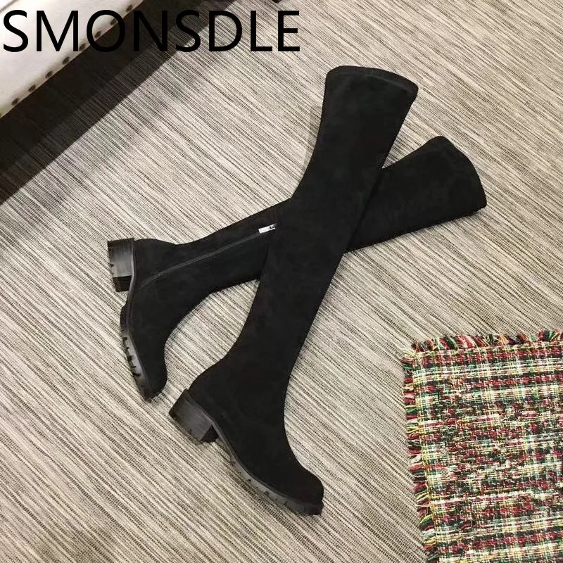 SMONSDLE чёрный коричневый из натуральной кожи замшевые сандалии-гладиаторы выше