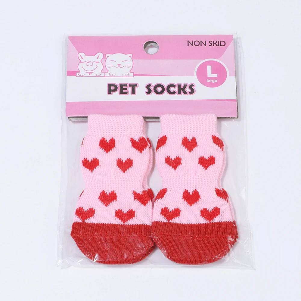 4 шт. вязаные носки для котят и кошек теплая зимняя обувь щенков нескользящий