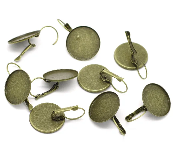 Милые Антикварные Бронзовые круглые серьги-клипсы 33x21 мм (подходят 20 мм)