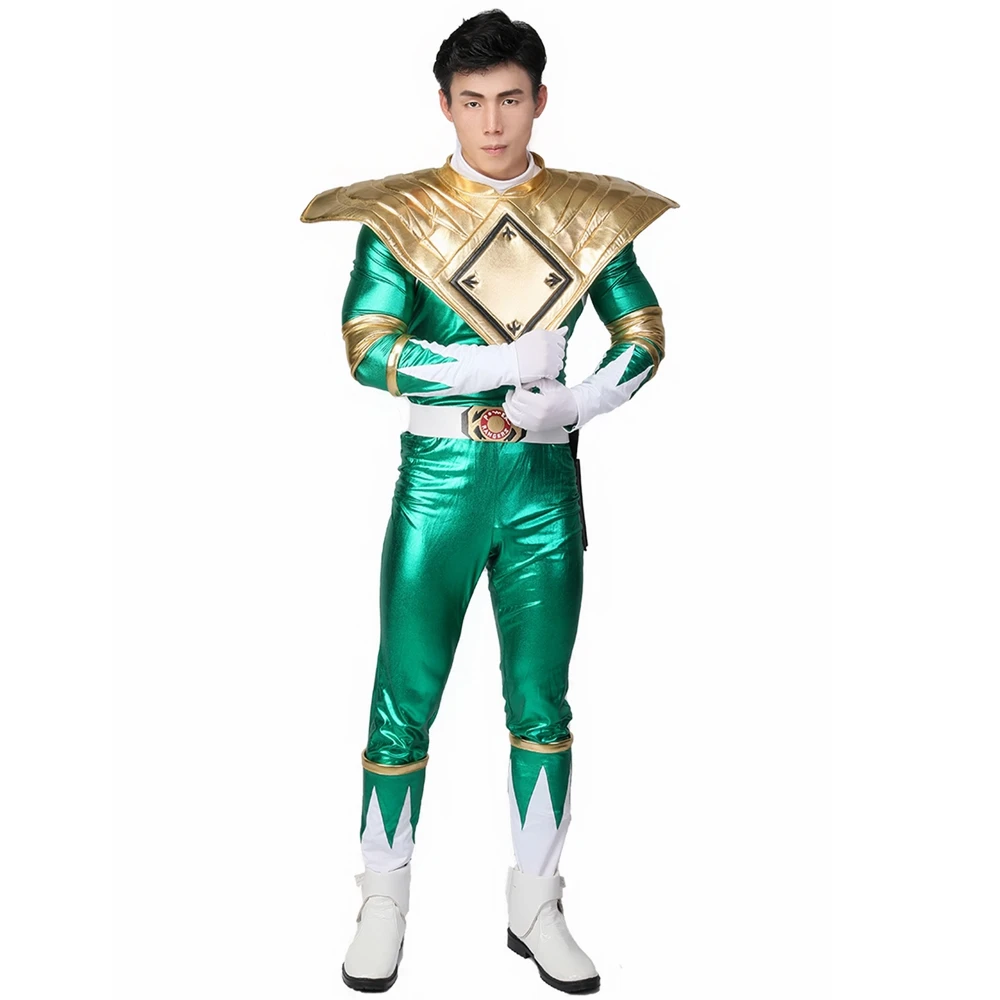 XCOSER Хэллоуин Косплэй могучий Morphin Green Ranger полный набор зеленый костюм из