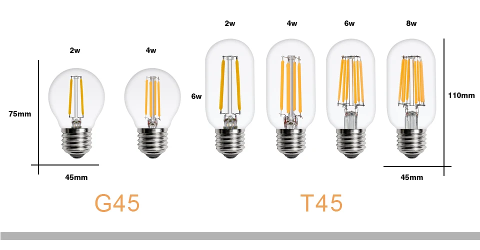 Светодиодный лампа накаливания Эдисона E14 E27 220V C35 G45-G95 ST60 A60 T45 2W 4W 6W 8W подвесной светильник в стиле ретро лампы в форме свечи люстра лампа украшения дома светильник
