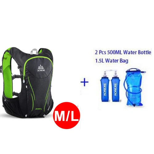 Green ML All AONIJIE мужской женский жилет для марафона, гидратационный жилет для л, сумка для воды, сумка для велоспорта, походов, сумка для спорта на открытом воздухе, походный рюкзак - Цвет: Green ML All