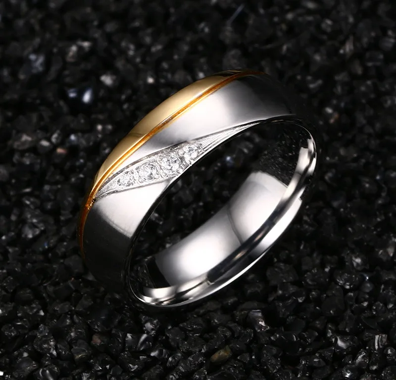 1 шт.! Кольца для женщин и мужчин, CZ бриллиант, свадебное кольцо, 18k, позолота, нержавеющая сталь, ювелирное изделие для помолвки