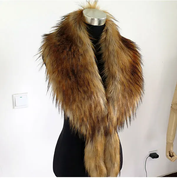 Женский тёплый шарф-шаль с воротником из искусственного меха Foxtail, длинный толстый воротник из искусственного меха лисы, Женское зимнее пальто